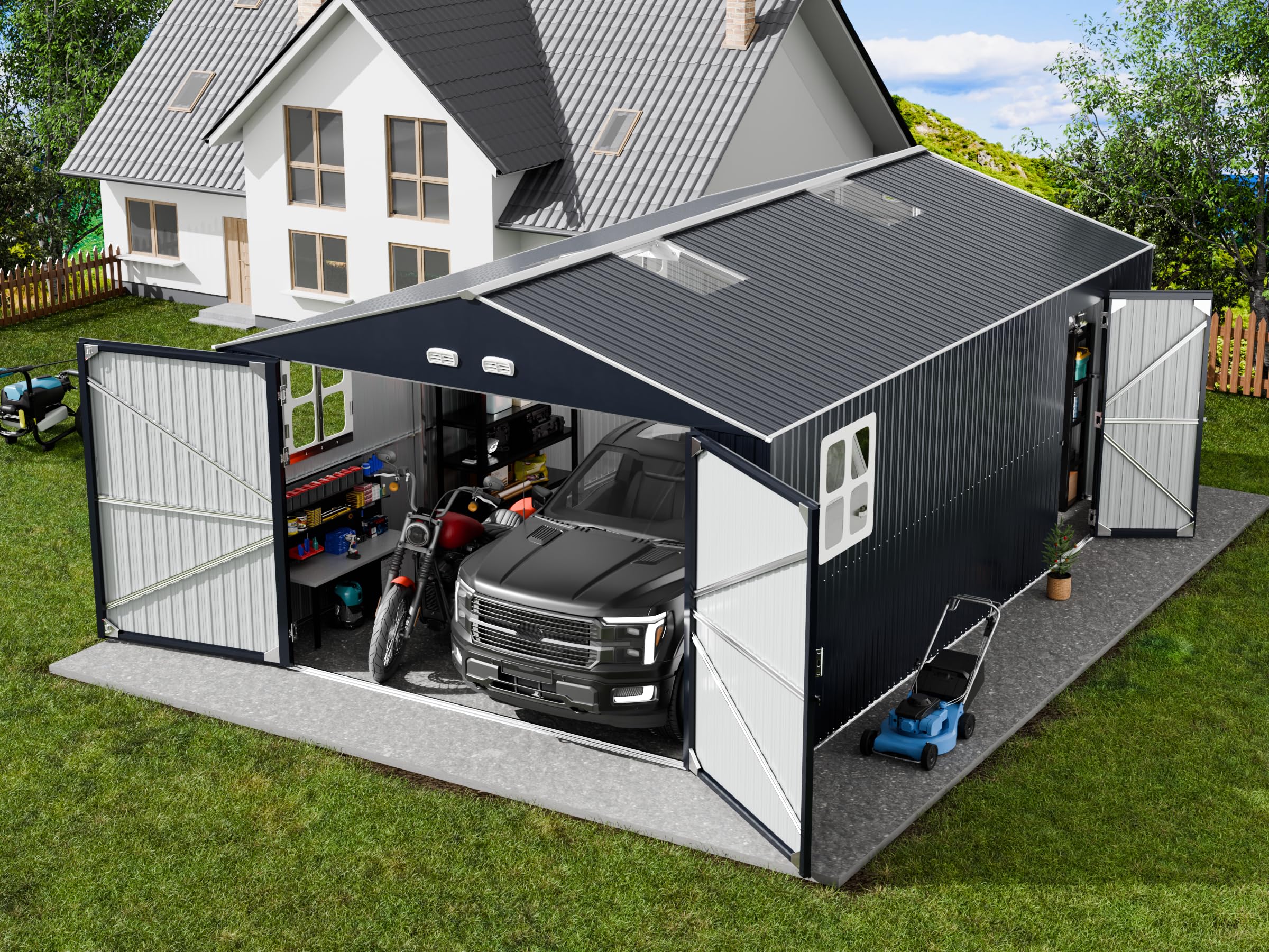 ☆THE GARAGE type27 Amazon.com : Metal Garage Shed 13x20x​​8.5', Large Outdoor